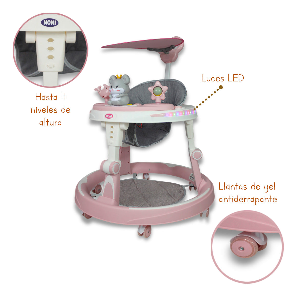 Andadera Con Luz, Sonido y Bastón De Empuje. IS-102 B