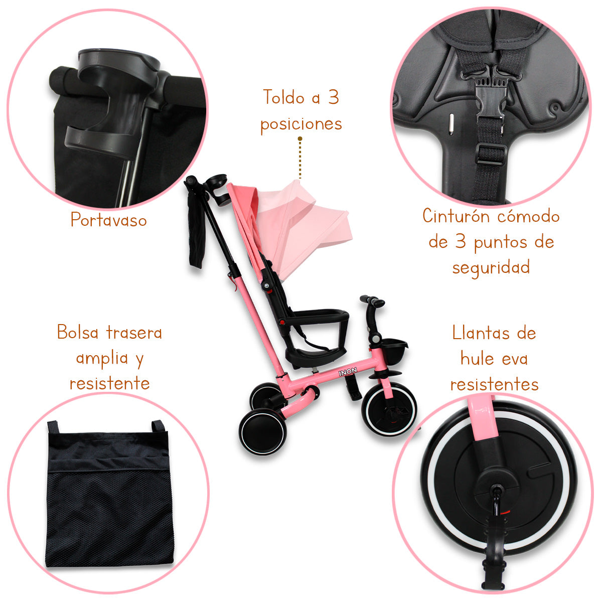 Triciclo - Carriola. Moderno De Aluminio 5 En 1. IS-3041 E