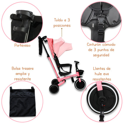 Triciclo - Carriola. Moderno De Aluminio 5 En 1. IS-3041 E