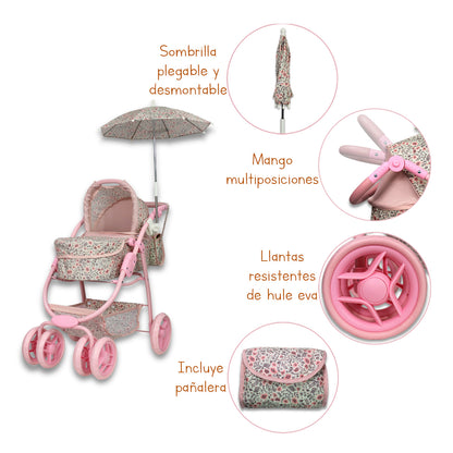 Carriolita De Muñeca, Bambineto Sombrilla Bolso. Noni IS-9662