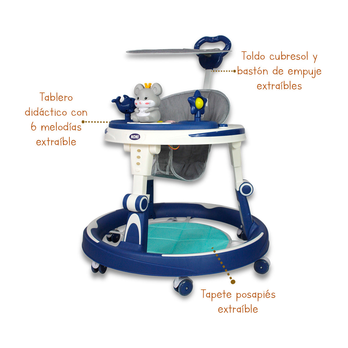 Andadera Con Luz, Sonido y Bastón De Empuje. IS-102 B
