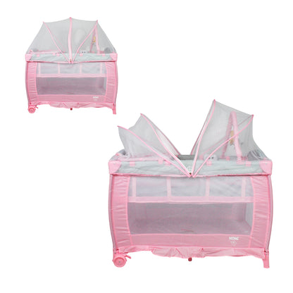 Cuna/Corral para bebe con cambiador, vibrador y mosquitero IS-888 E