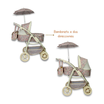 Carriolita De Muñeca, Bambineto Sombrilla Bolso. Noni IS-9662