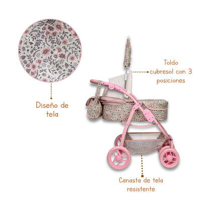 Carriolita De Muñeca, Bambineto Sombrilla Bolso. Noni IS-9662