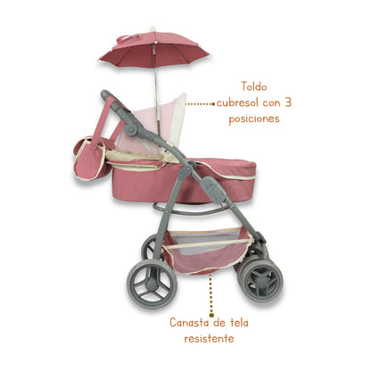 Carriolita De Muñeca, Bambineto Sombrilla Bolso. Noni IS-9662