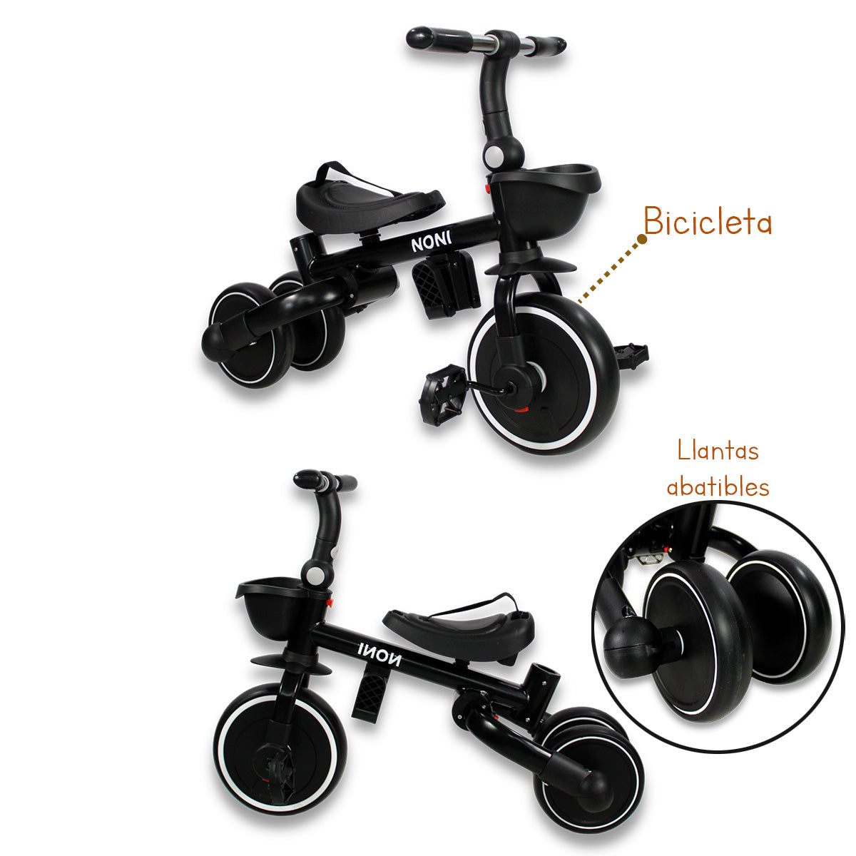 Triciclo - Carriola. Moderno De Aluminio 5 En 1. IS-3041 E