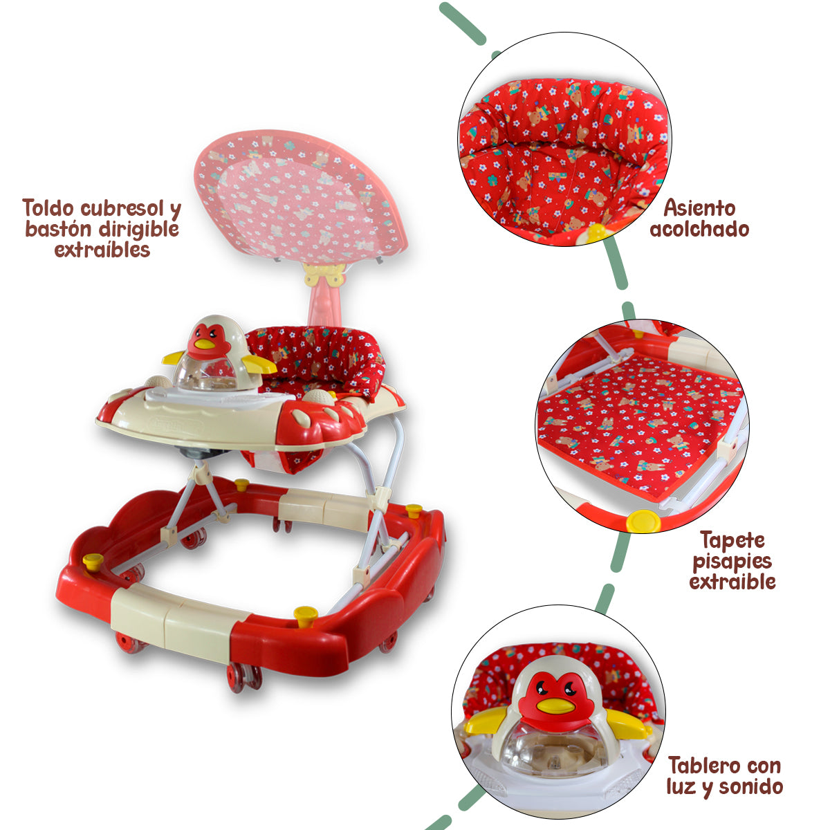 ANDADERA MECEDORA 2 en 1 CON TABLERO MUSICA 3 POSICIONES IS 121-S
